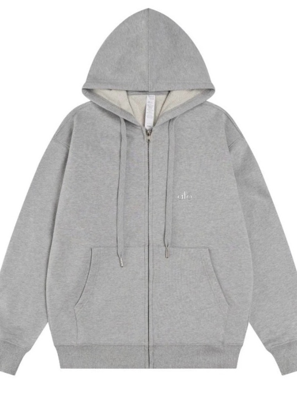 ALO Yoga Men's Grey Full-Zip Hoodie Sweatshirt